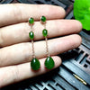 fine jewelry 925 pure silver inlaid with natural hetian jade medulla lady's long oval ear hook shaped