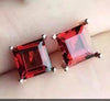 fine jewelry 925 pure silver inlaid with natural square garnet female ear nail jewelry.
