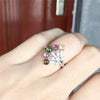 fine jewelry 925 pure silver inlaid with natural tourmaline, 5 gem women's ring jewelry  .