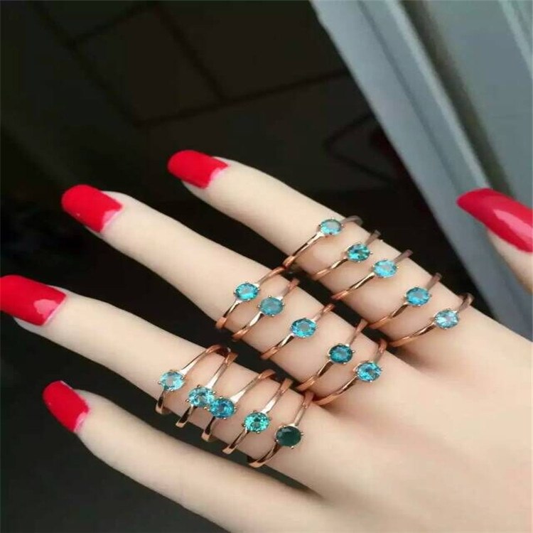 fine jewelry 925 pure silver inlaid with natural tourmaline simple ring jewelry, jewelry  .