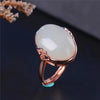 fine jewelry 925 pure silver inlays natural hetian jade lady's ring jewelry smooth curve