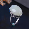 fine jewelry 925 pure silver inlays natural hetian jade lady's ring jewelry smooth curve