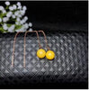 fine jewelry 925 pure silver wants natural honey wax, amber, female ear stud ear thread.