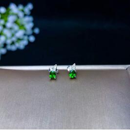 fine jewelry 925 pure silver wants natural penetration of stone girl earrings to support detection of leaves.