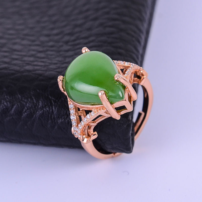 fine jewelry 925 silver inlaid natural jasper ring with two colors to choose from