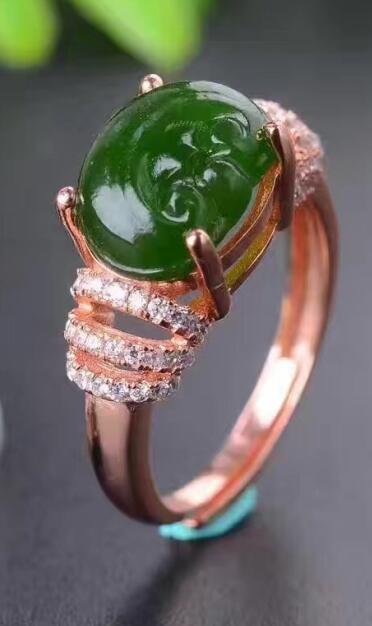 fine jewelry 925 silver inlaid with kitten's natural jasper ring gold and silver color.