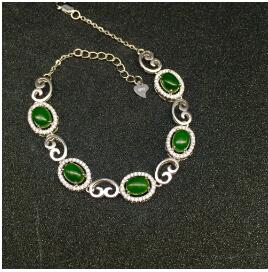 fine jewelry 925 silver inlaid with natural jade women's bracelet with two colors to choose from