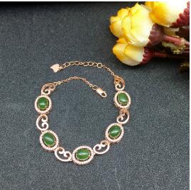 fine jewelry 925 silver inlaid with natural jade women's bracelet with two colors to choose from