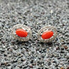 fine jewelry 925 silver inlaid with natural red agate nail Korean crystal earrings.