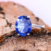 fine jewelry 925 silver inlaid with natural tanzanite lady's ring jewelry.