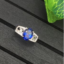 fine jewelry 925 silver inlaid with natural tanzanstone women's Ring Jewellery