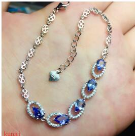 fine jewelry 925 silver inlaid with natural water drops of the tansan women's hand chain can be adjusted.