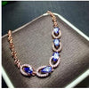 fine jewelry 925 silver inlaid with natural water drops of the tansan women's hand chain can be adjusted.