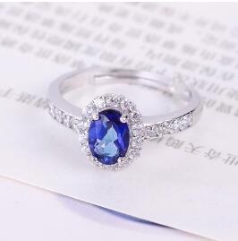 fine jewelry 925 silver inl natural Tanzanite color Topaz Ladies Ring Jewelry abcde