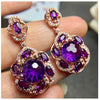 fine jewelry 925 silver studded with amethyst earrings in Korean crystal earrings.