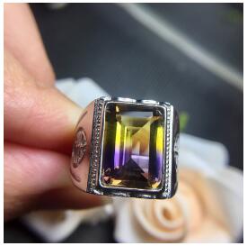 fine jewelry 925 sterling silver inlaid with amethyst male and female universal type movable ring.