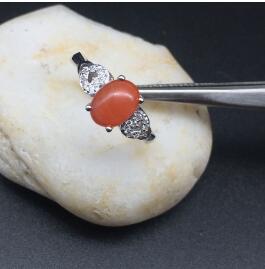 fine jewelry 925 sterling silver inlaid with natural south red agate female style ring.sdff