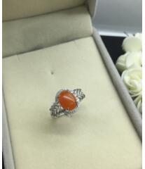 fine jewelry 925 sterling silver inlaid with natural south red agate female style ring.