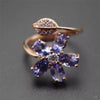 fine jewelry 925 sterling silver inlaid with natural tanzanite ladies' ring jewelry white col