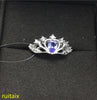 fine jewelry S925 Pure silver inlaid with natural tanzanite ring jewelry platinum color. xcvbnm
