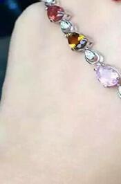 fine jewelry S925 pure silver bracelet natural blue water drop 6 gem female jewelry  .