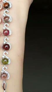 fine jewelry S925 pure silver bracelet natural blue wave flowers 6 gem female jewelry  .