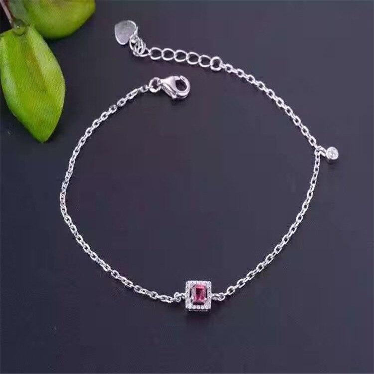 fine jewelry S925 pure silver bracelet natural tourbillon square female bracelet   jewelry.
