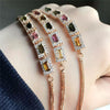 fine jewelry S925 pure silver bracelet natural tourmaline rectangular multi-color gem female   jewelry free sh
