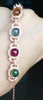fine jewelry S925 pure silver bracelet natural tourmaline round polychromatic gem female   jewelry free shippi