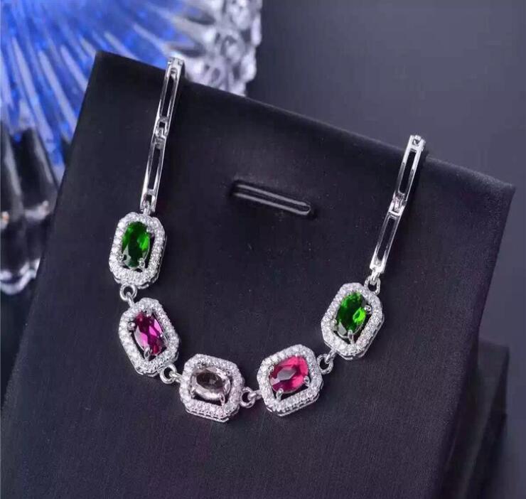 fine jewelry S925 pure silver hand chain natural tourbillon square female bracelet   jewelry.