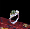 fine jewelry S925 pure silver jewelry pure female plum flower Mexican blue ring mouth