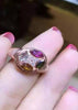 fine jewelry S925 silver inset natural tourmaline 4 gem female ring inlaid to order  .