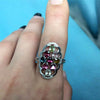 fine jewelry S925 silver inset natural tourmaline 7 gem female ring inlaid to order  .