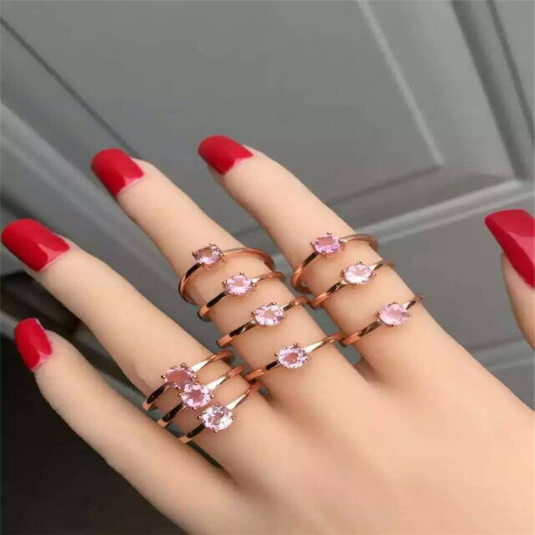 fine jewelry S925 silver inset natural tourmaline mini 1 gem female ring inlaid to order  .