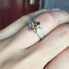 fine jewelry S925 silver inset natural tourmaline plum flower 5 gem female ring inlaid to order  .