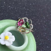 fine jewelry S925 silver inset natural tourmaline round 3 gem female ring inlaid to order  .
