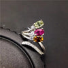 fine jewelry S925 silver rose tourmaline, three gem women's ring jewelry natural gem parcel post.