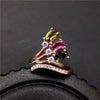 fine jewelry S925 silver rose tourmaline, three gem women's ring jewelry natural gem parcel post.