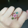 fine jewelry S925 silver set of natural tourmaline diamond ring of 3 diamond ring inlaid to order  .