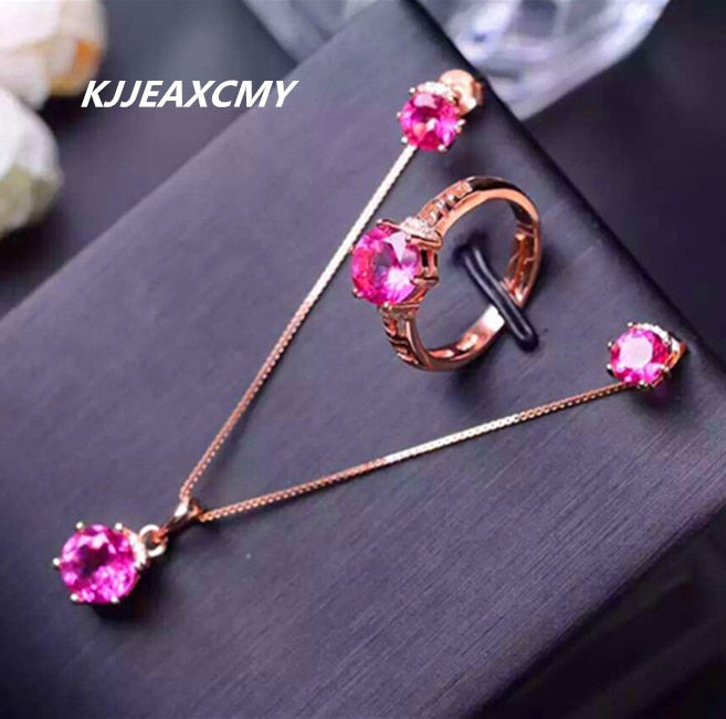 fine jewelry natural crystal jewelry multicolored new 925 silver inl natural pink topaz shinv suit