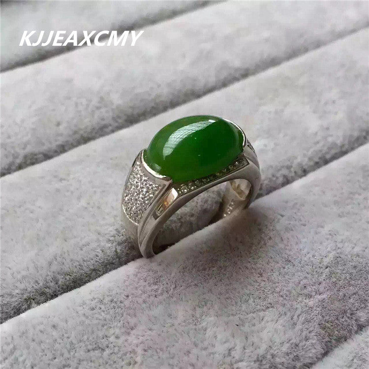 new Xinjiang Hetian Jasper ring lady, 925 sterling silver jade inlaid jade ring