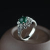 new imported S925 rings, S925 sterling silver, inlaid with green agate, yellow crystal garnet rings