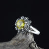 new imported S925 rings, S925 sterling silver, inlaid with green agate, yellow crystal garnet rings