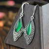 KJJEEAXCMY The new folk style elegant ladies butterfly flying green agate S925 Silver Earrings