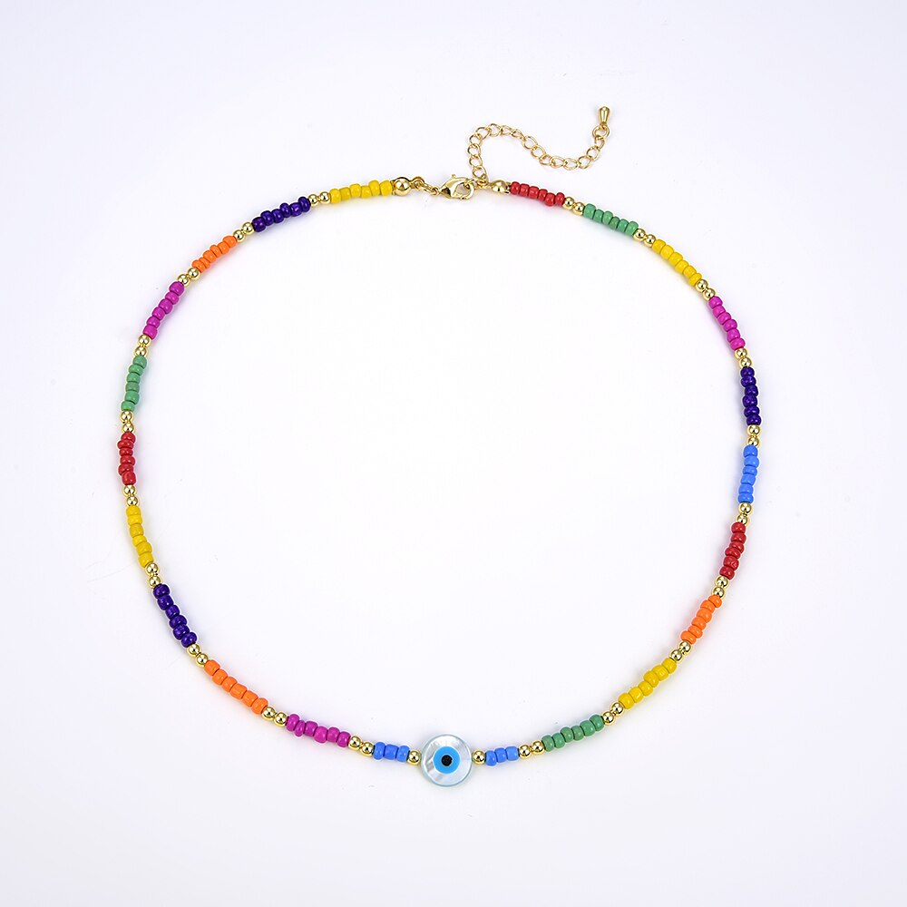 KKBEAD 7-8mm Natural Freshwater Baroque Pearl Necklace Colorful Beads Girl Gift with Gold-plated Buckle Boho Choker