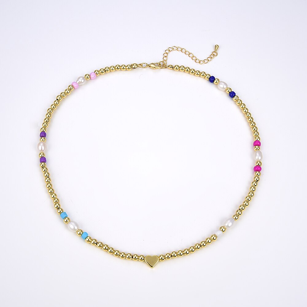 KKBEAD Bohemian Colorful Beads Necklace Ckoker for Women Boho Natural Freshwater Pearls Necklace Collar Jewelry Friendship Gift