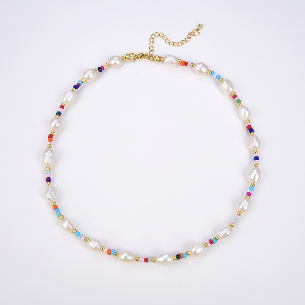 KKBEAD Boho Baroque Pearl Necklace Natural Freshwater Pearl Chokers  Bohemia Beach Wedding Necklaces Gift for Women