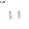 Women simple pearl Stud earrings rose gold screw twist earrings High Quality Korean fashion trinkets   Gifts 2020