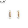 Women simple pearl Stud earrings rose gold screw twist earrings High Quality Korean fashion trinkets   Gifts 2020