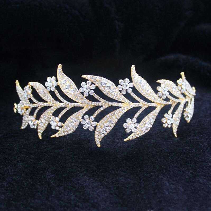 KMVEXO 2020 Crystal Rose Gold Leaves Women Bridal Crown Bride Headpiece Rhinestone Tiaras Wedding Prom Hair Jewelry Accessories